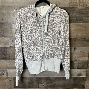 Athleta balance printed Gray Floral Zip Up Hoodie small